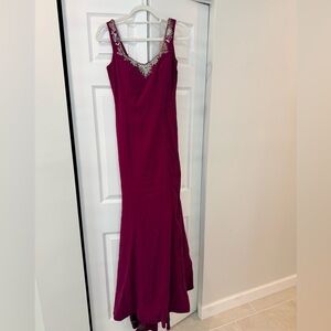 European Culture Fuchsia Maxi Dress with Handmade Silver Accents - Gown